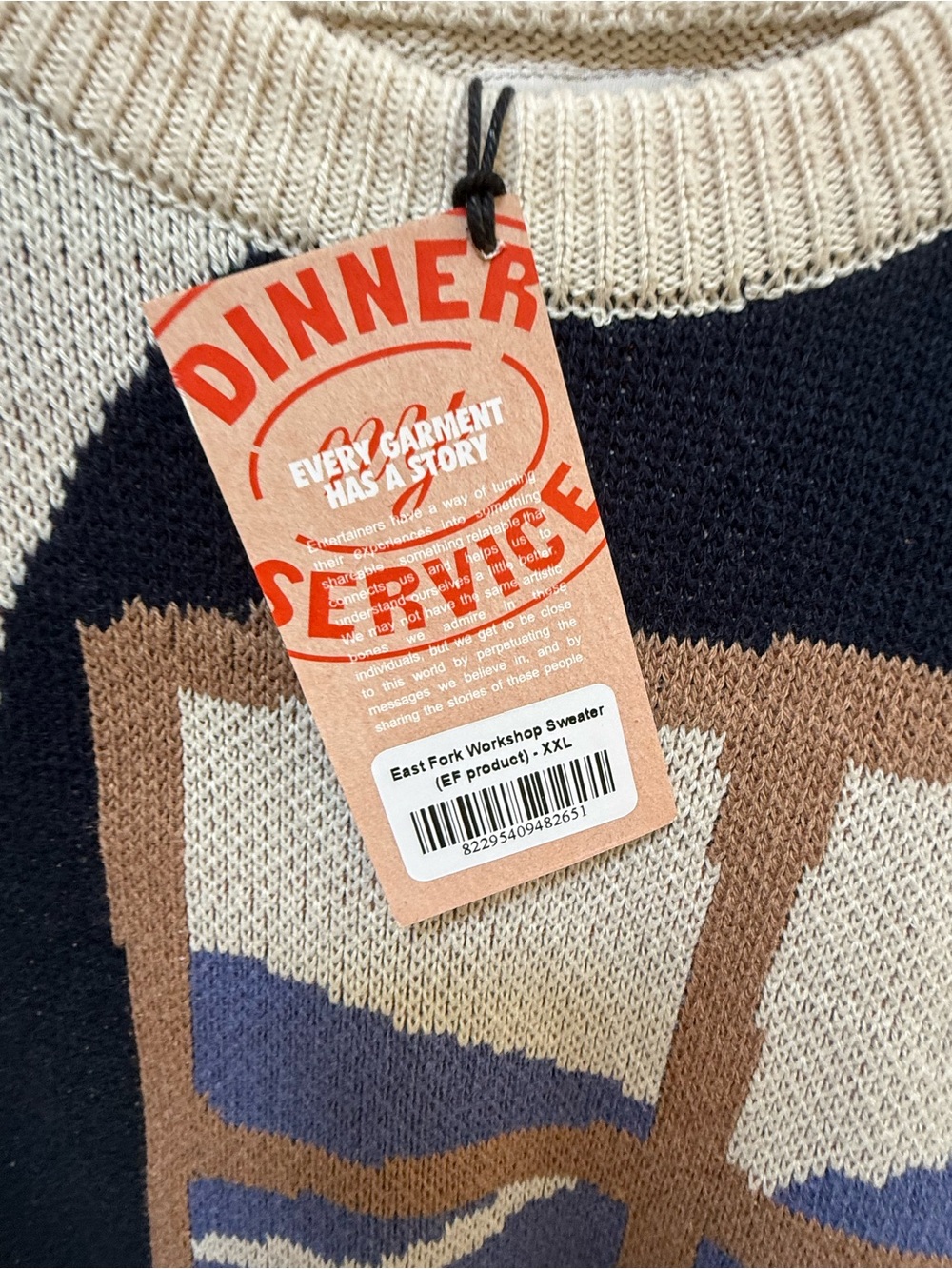East Fork - Dinner Service Knit Sweater in Navy, Cream & Rust - XXL - Picture 2 of 5